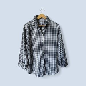 Chicos Houndstooth No-Iron Stretch Shirt XL